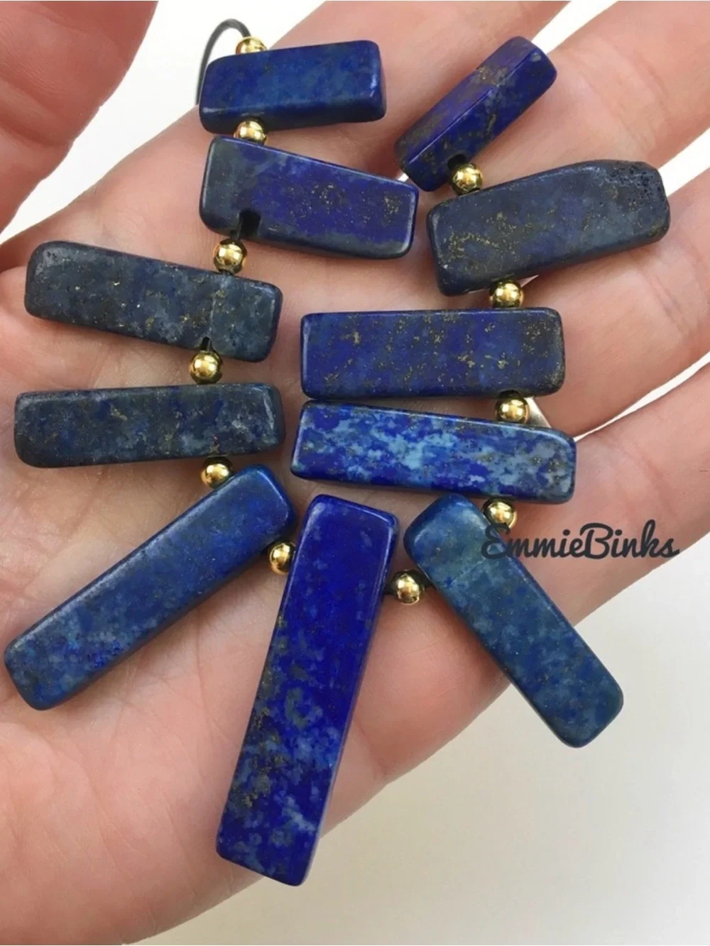 New Genuine Lapis Lazuli & Sodalite Gemstone Statement Collar Choker Necklace